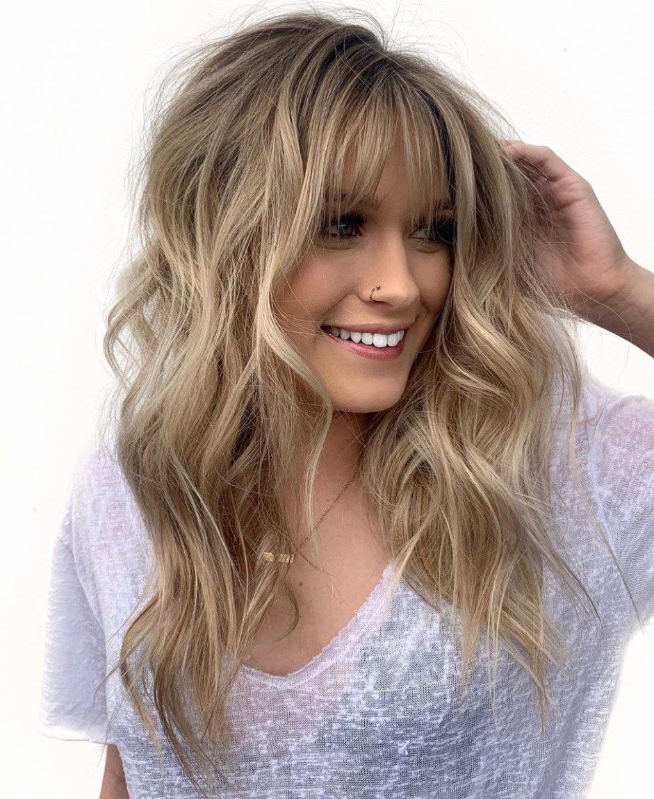 long bangs wavy hairstyles