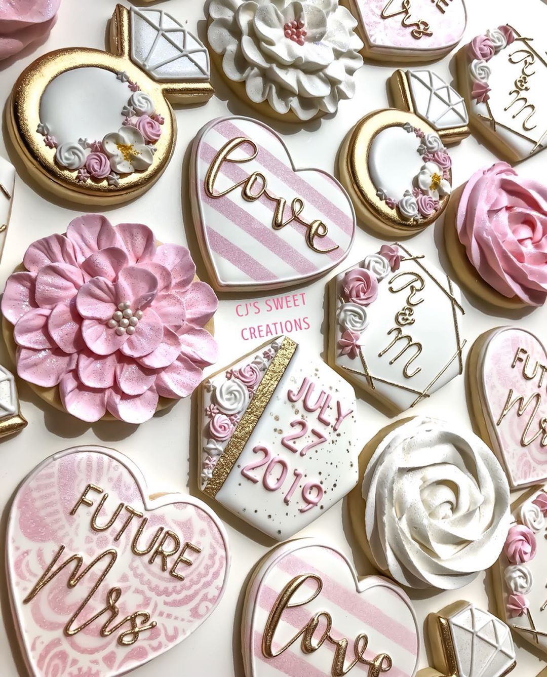 pink bridal shower cookies