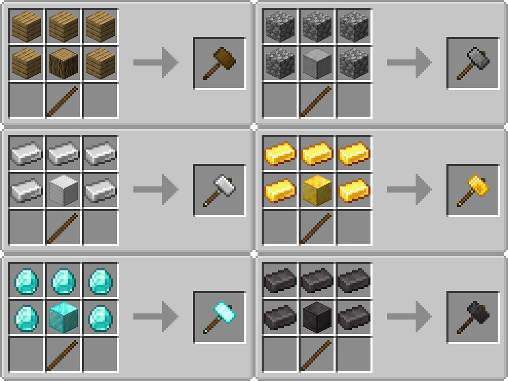 minecraft vanilla hammers mod