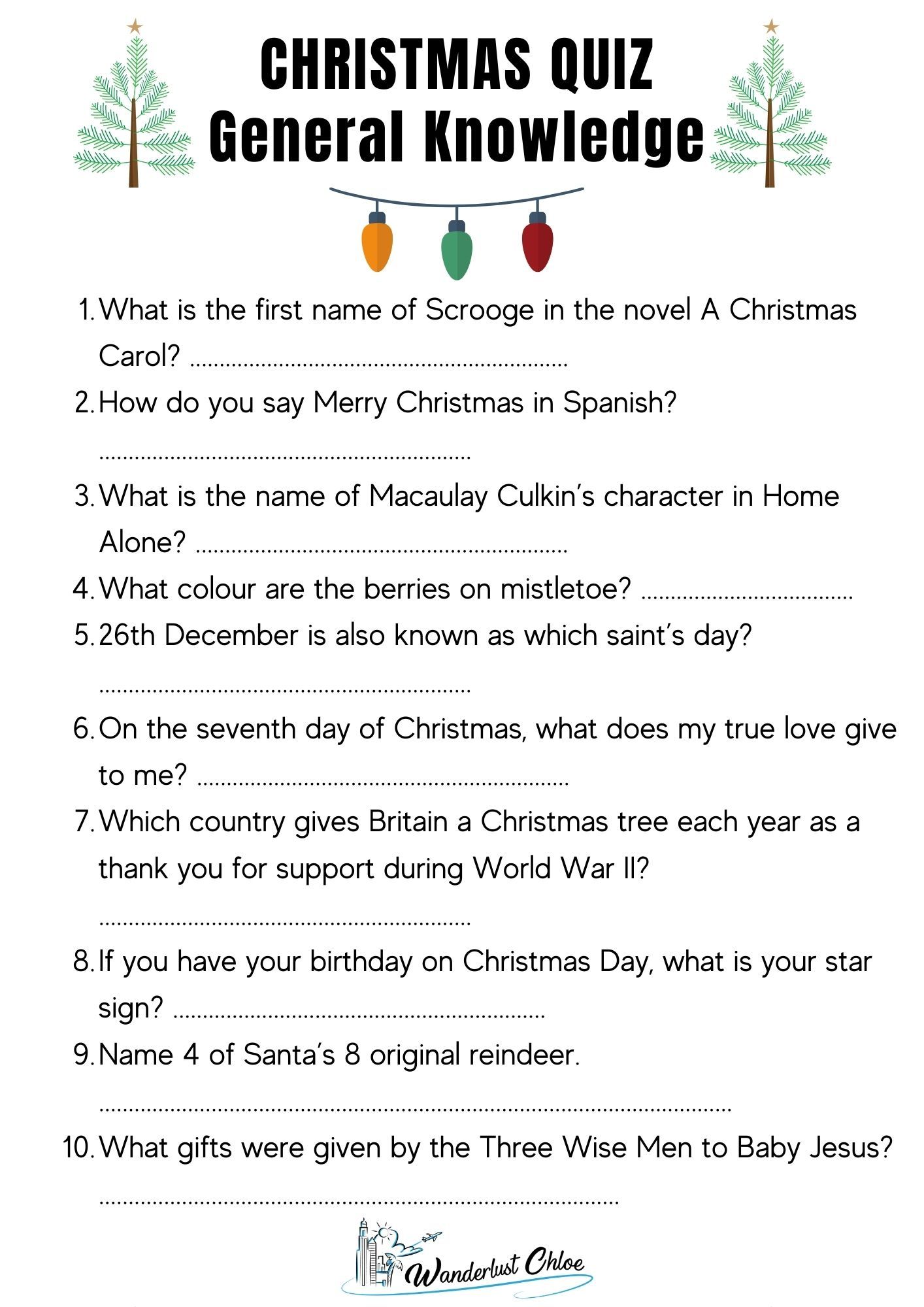 christmas quizzes free printable