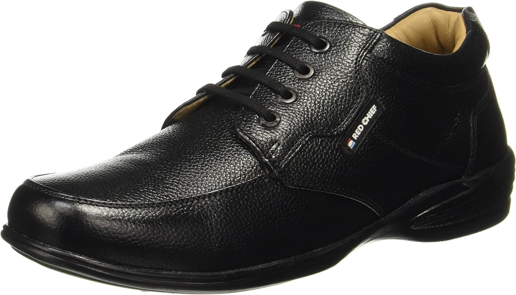 red chief black leather shoes