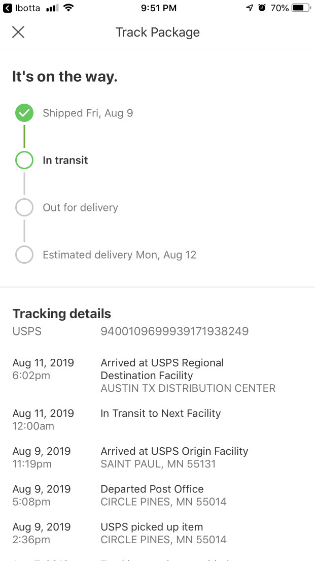 usps package is not moving