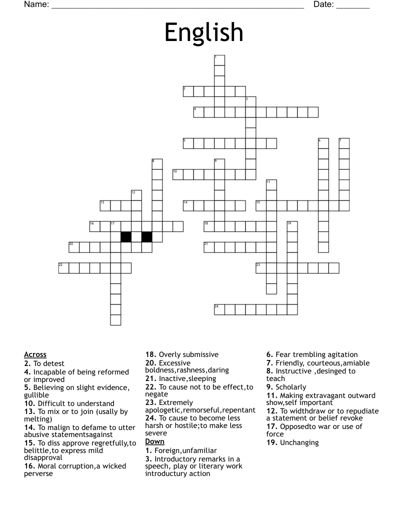 crossword belittle