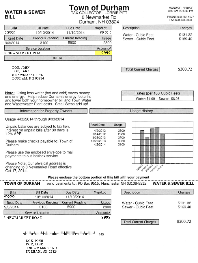 durham nc water bill