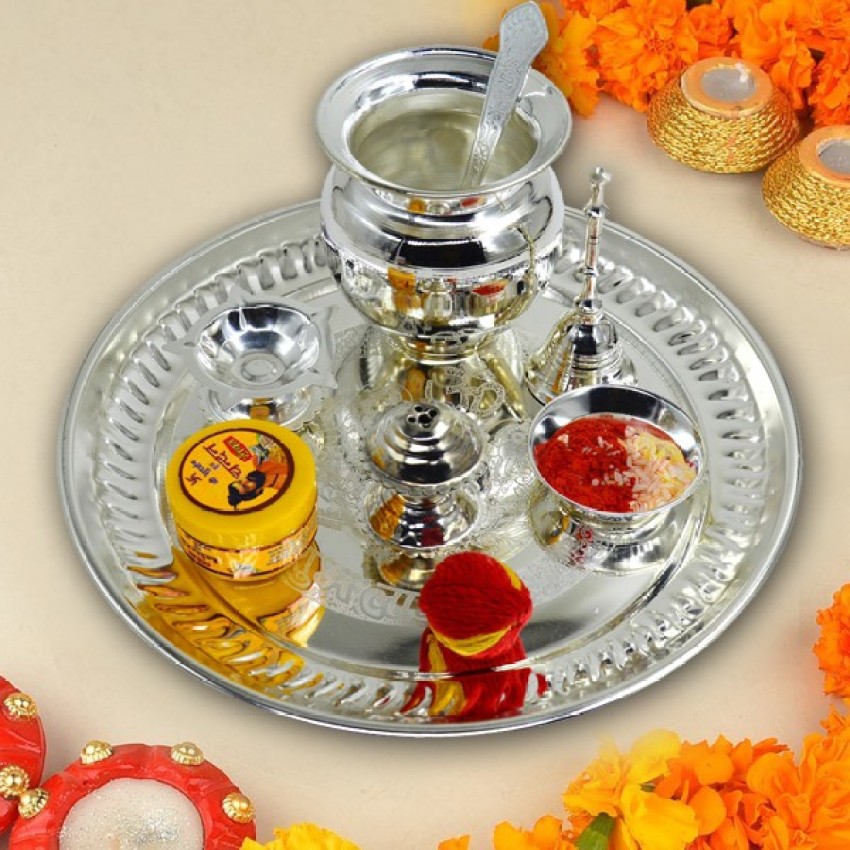 silver plated thali set