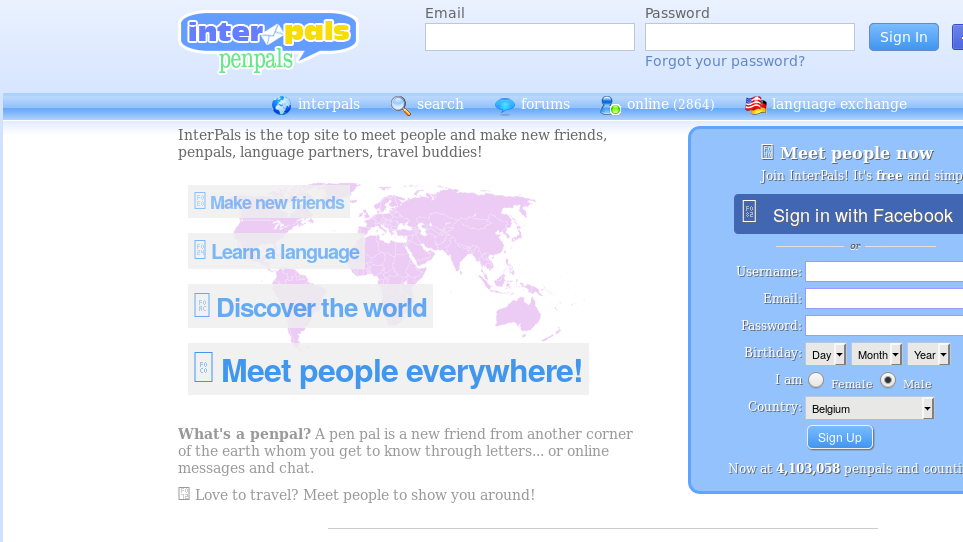 interpals login