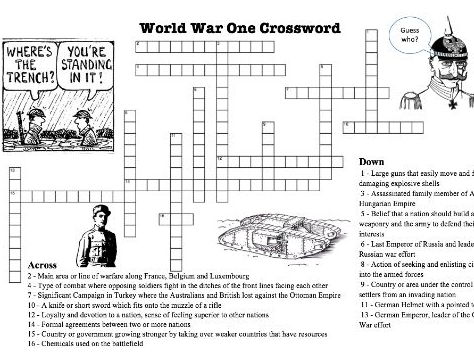 ww1 crossword puzzle