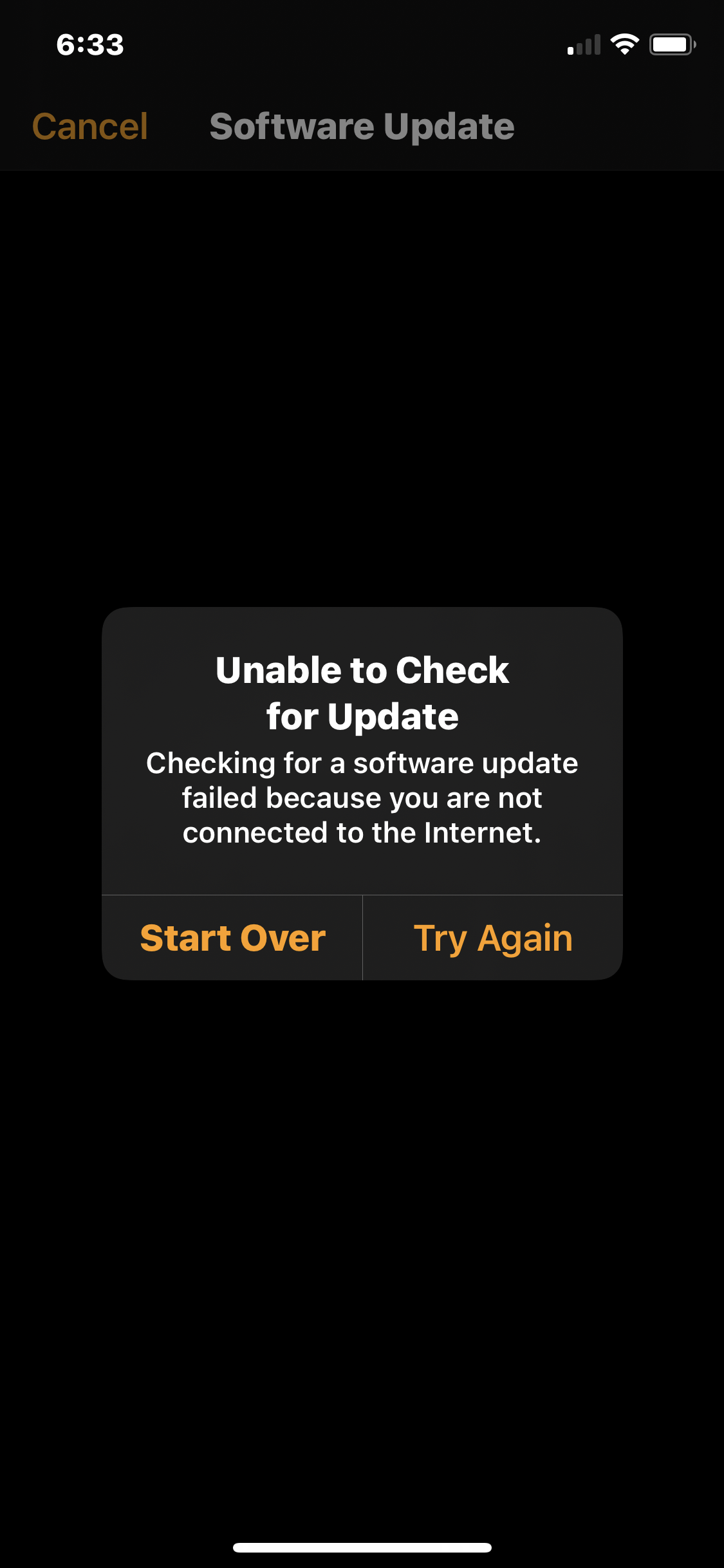 unable to check for update apple watch