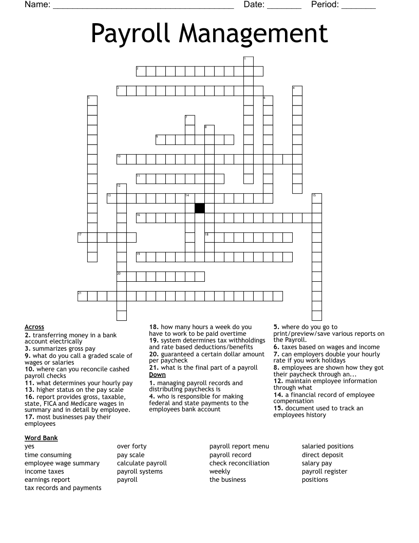 paid employee or task crossword