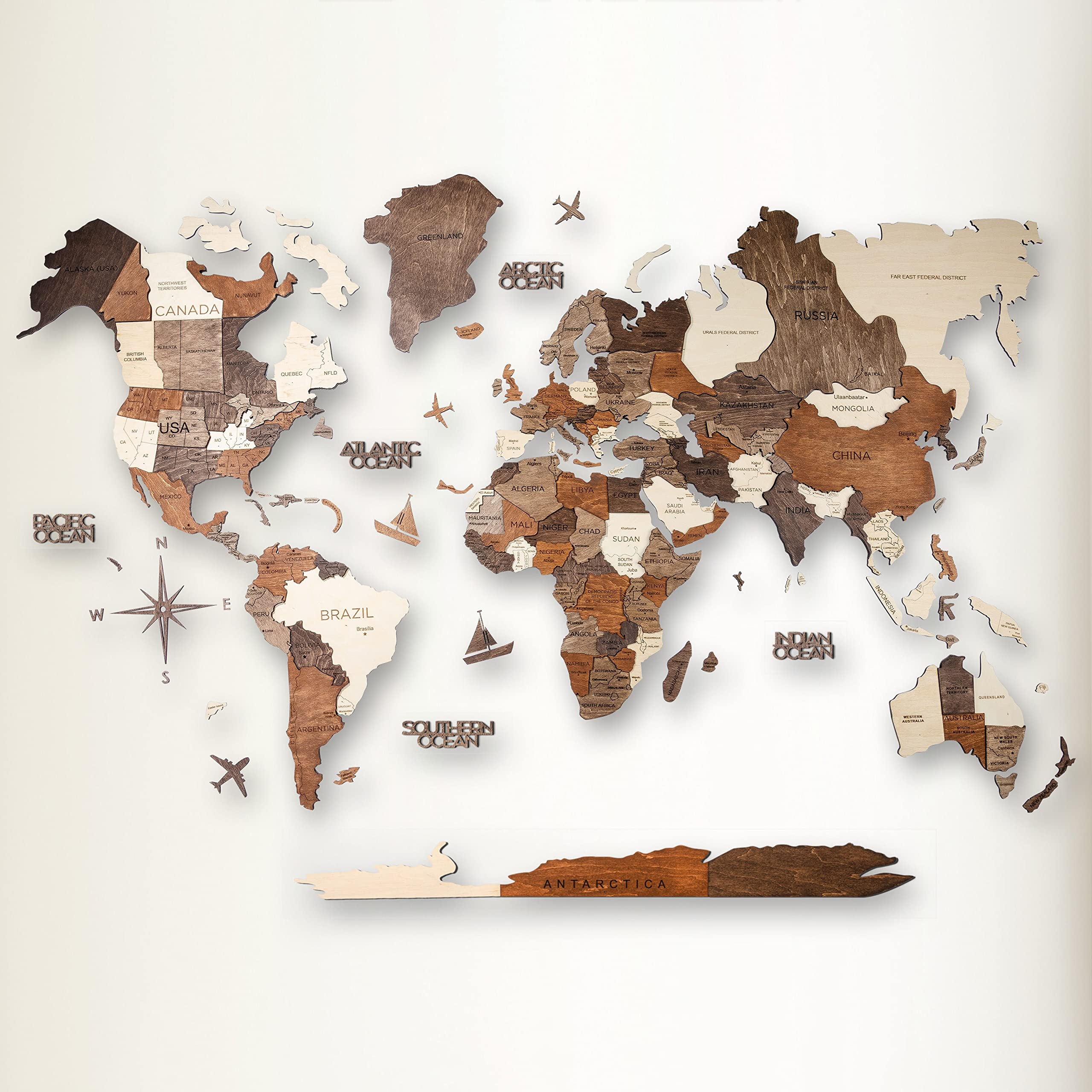 wooden wall art world map