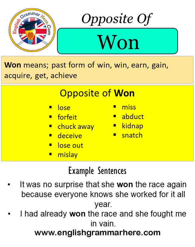 antonyms of won