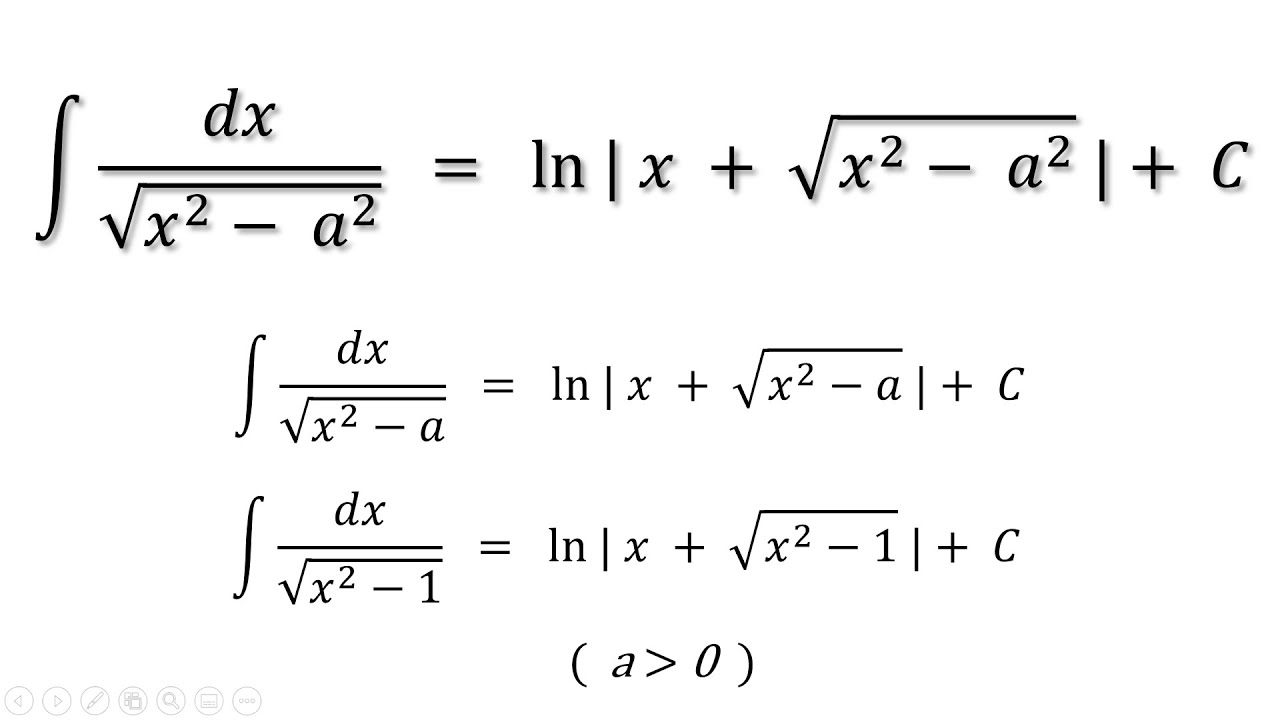 integral 1 sqrt x 2 a 2