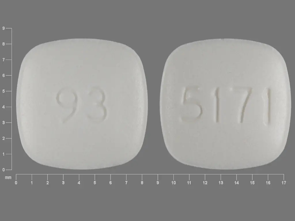 white square pill with a on it