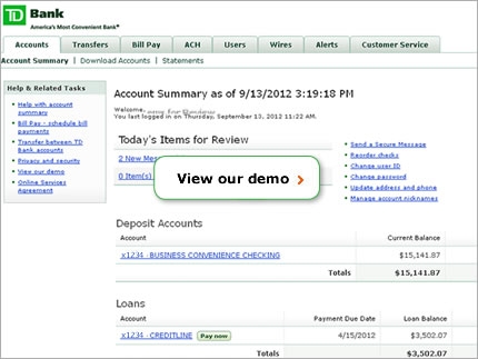 td bank online banking