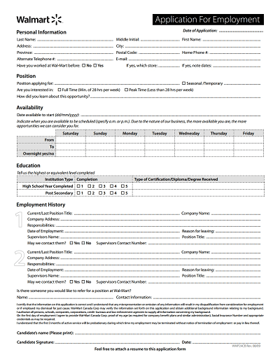 walmart employment application