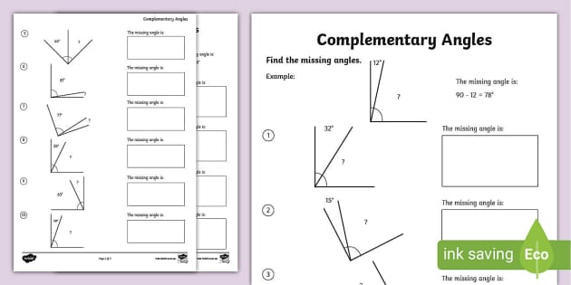 complementary and supplementary angles worksheet answers