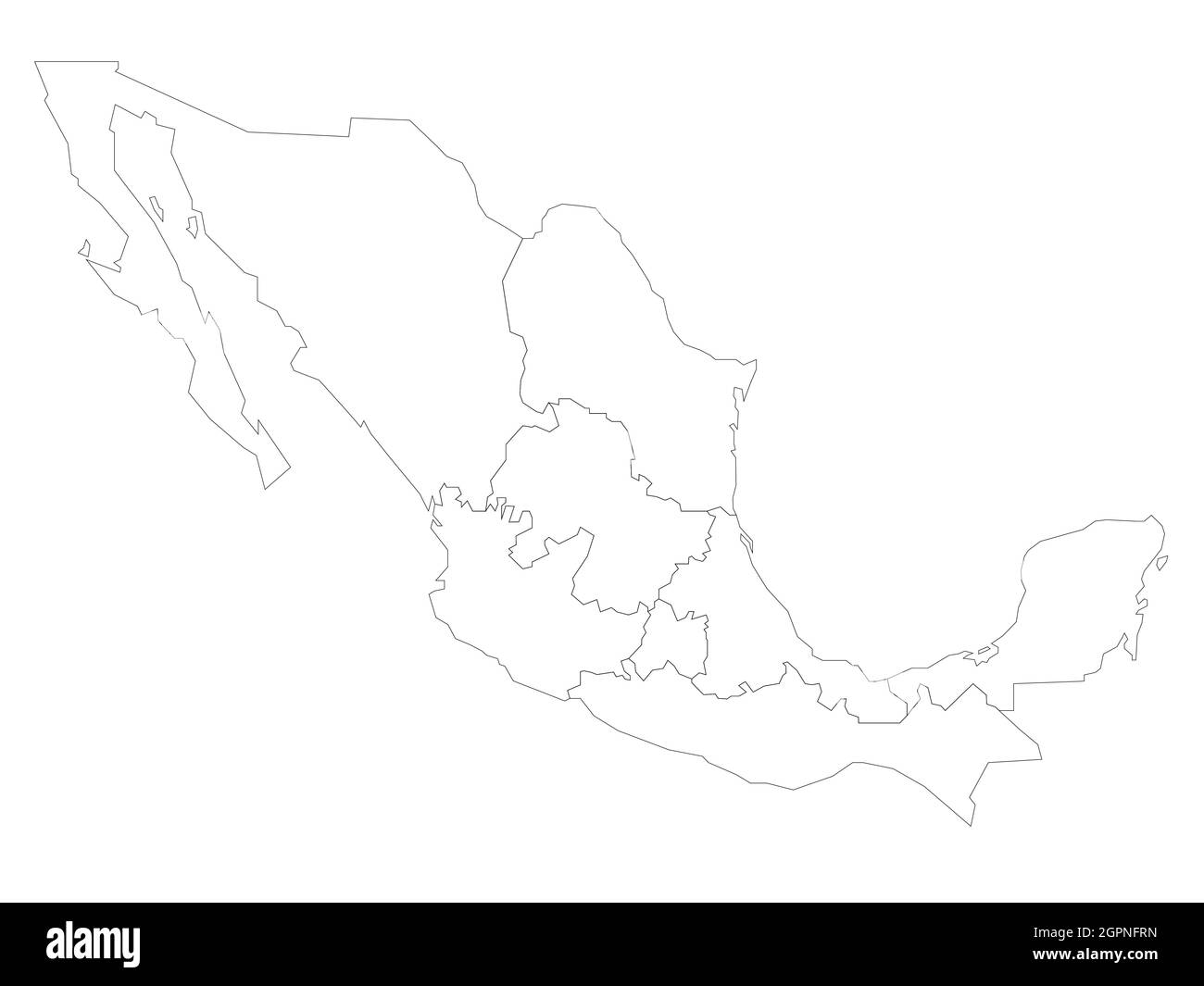 mapa de la república mexicana blanco y negro