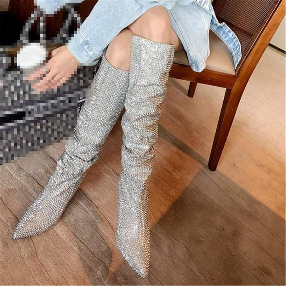 rhinestone knee boots