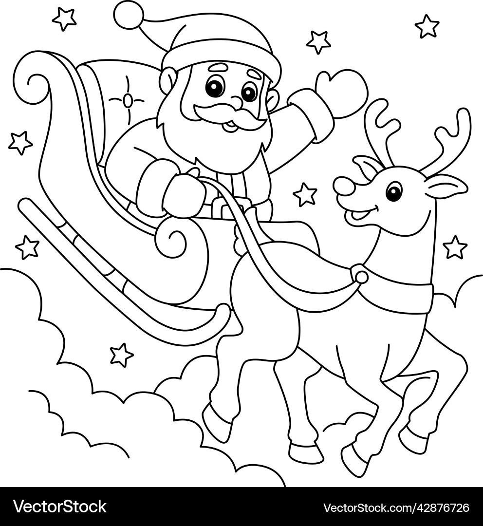 santa in sleigh coloring page