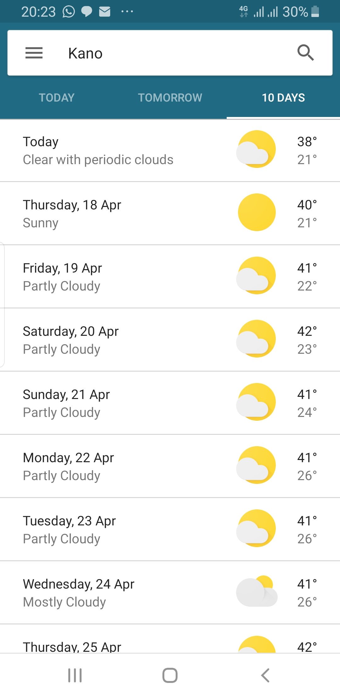 weather 10 days