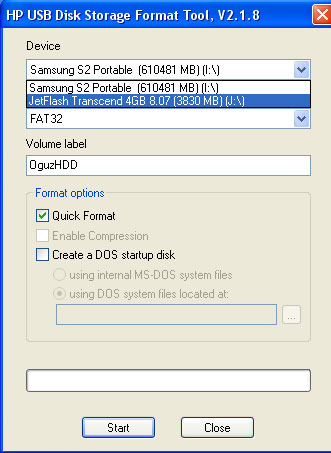 hp usb disk storage format tool nasıl kullanılır