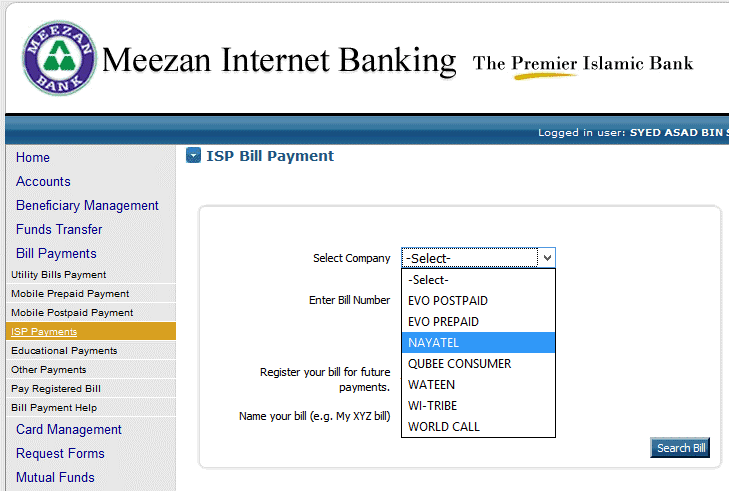 meezan bank internet banking