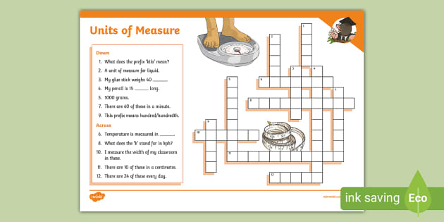 made up of standard units crossword