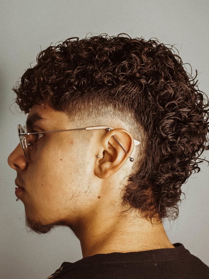 short curly hair burst fade