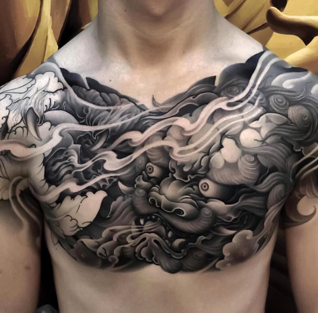 chest japanese tattoo