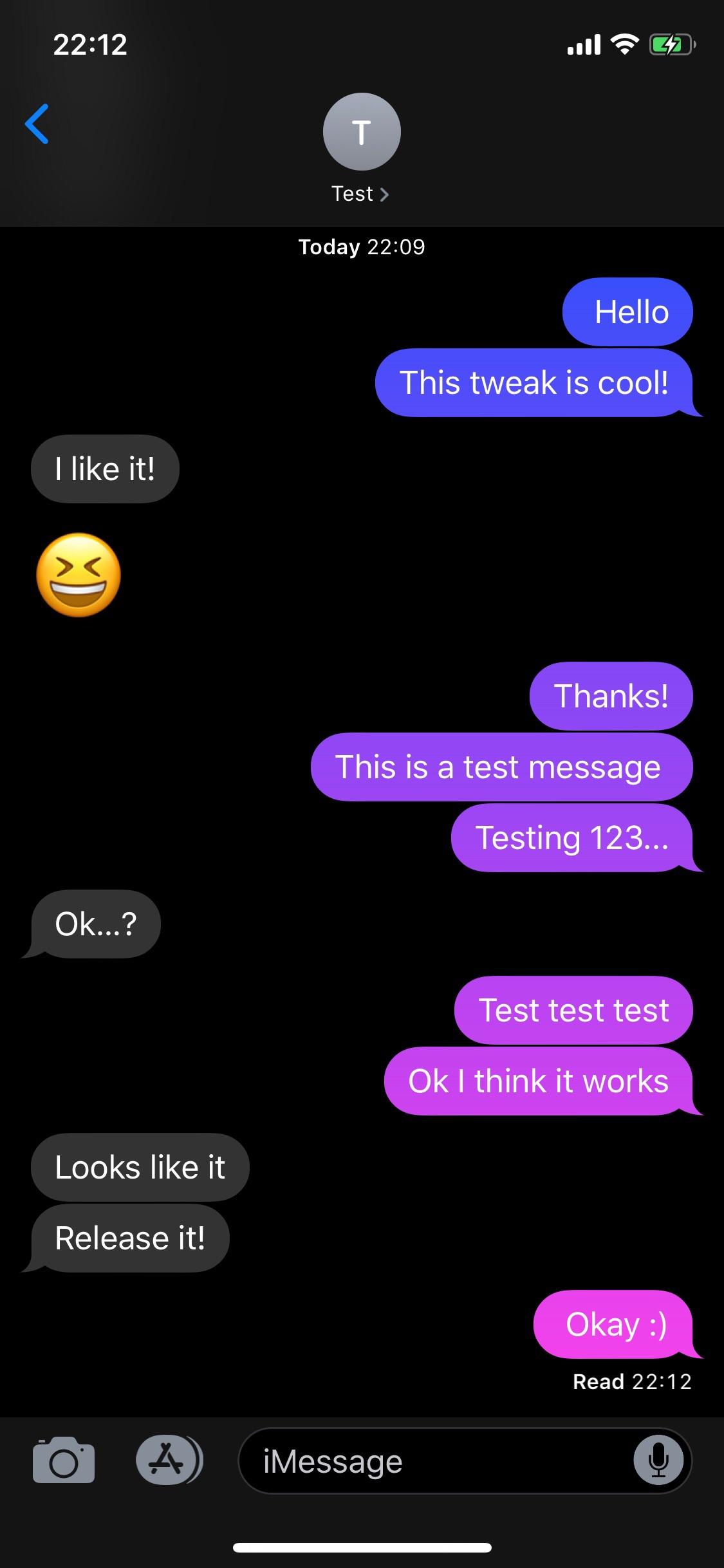 fake text message dark mode