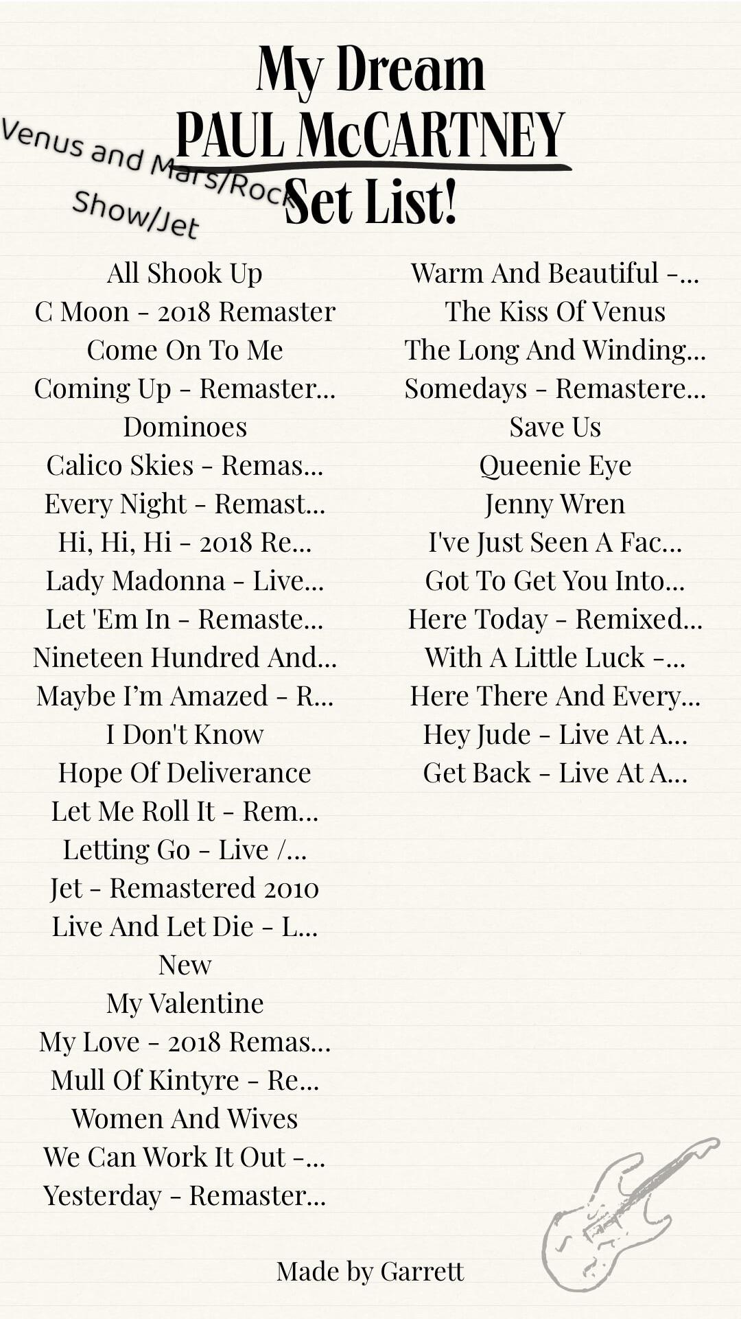 paul mccartney setlist