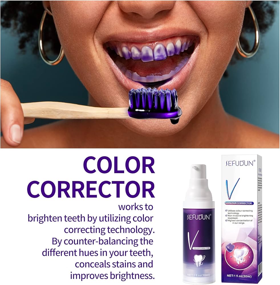 purple color corrector toothpaste