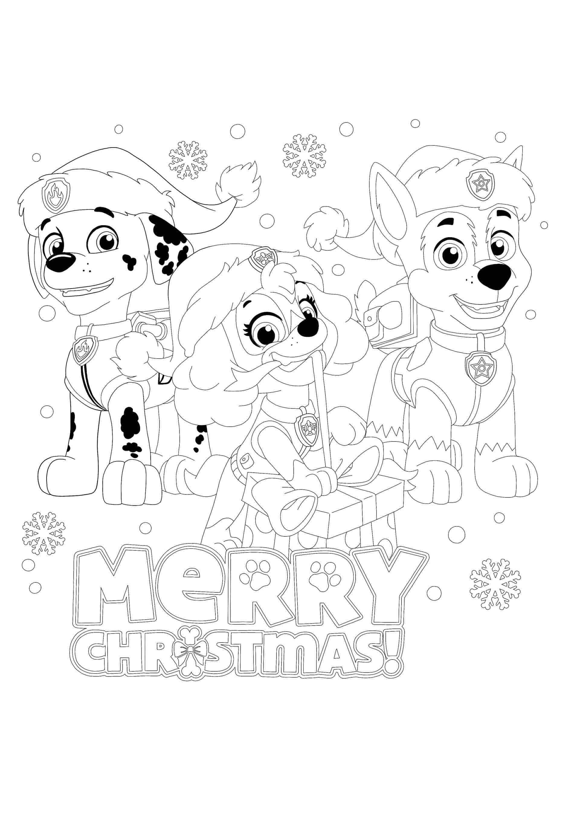 paw patrol coloring pages christmas