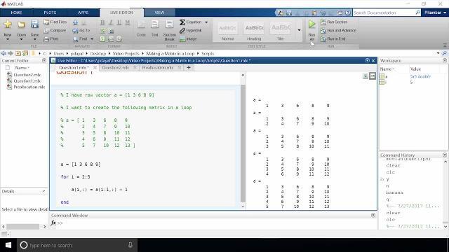 creating matrix matlab