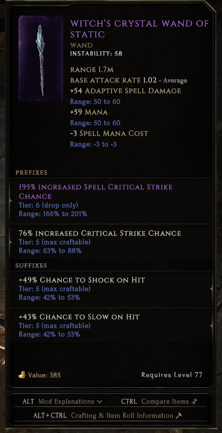 crystal wand poe