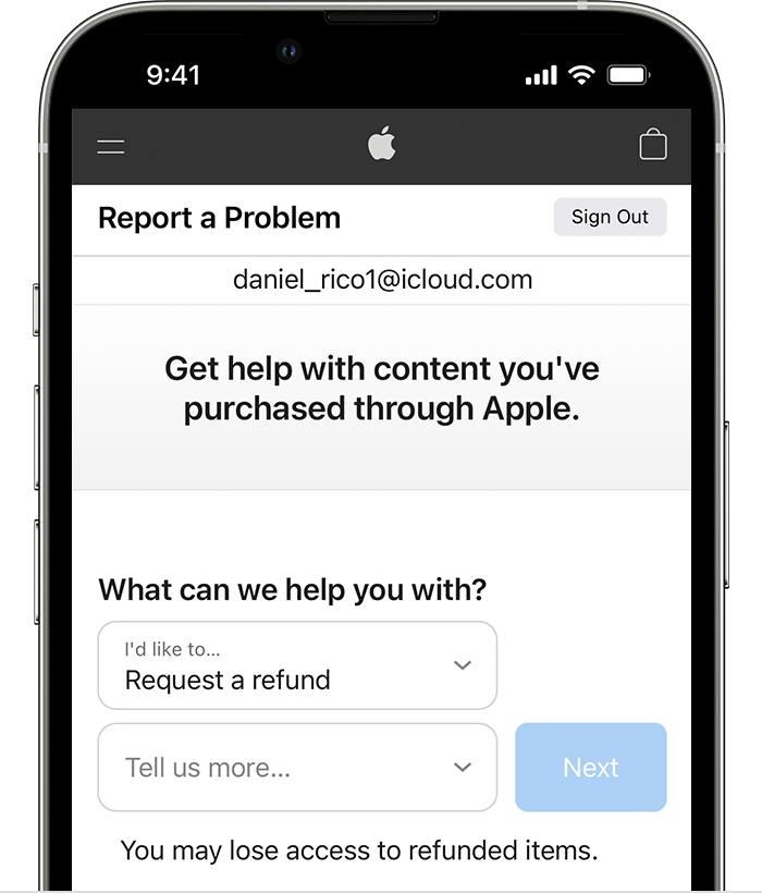 reportaproblem apple com login