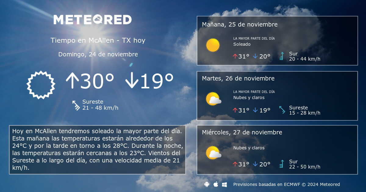 clima en mcallen texas por hora