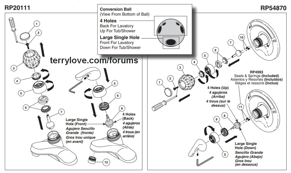 old delta shower faucet parts