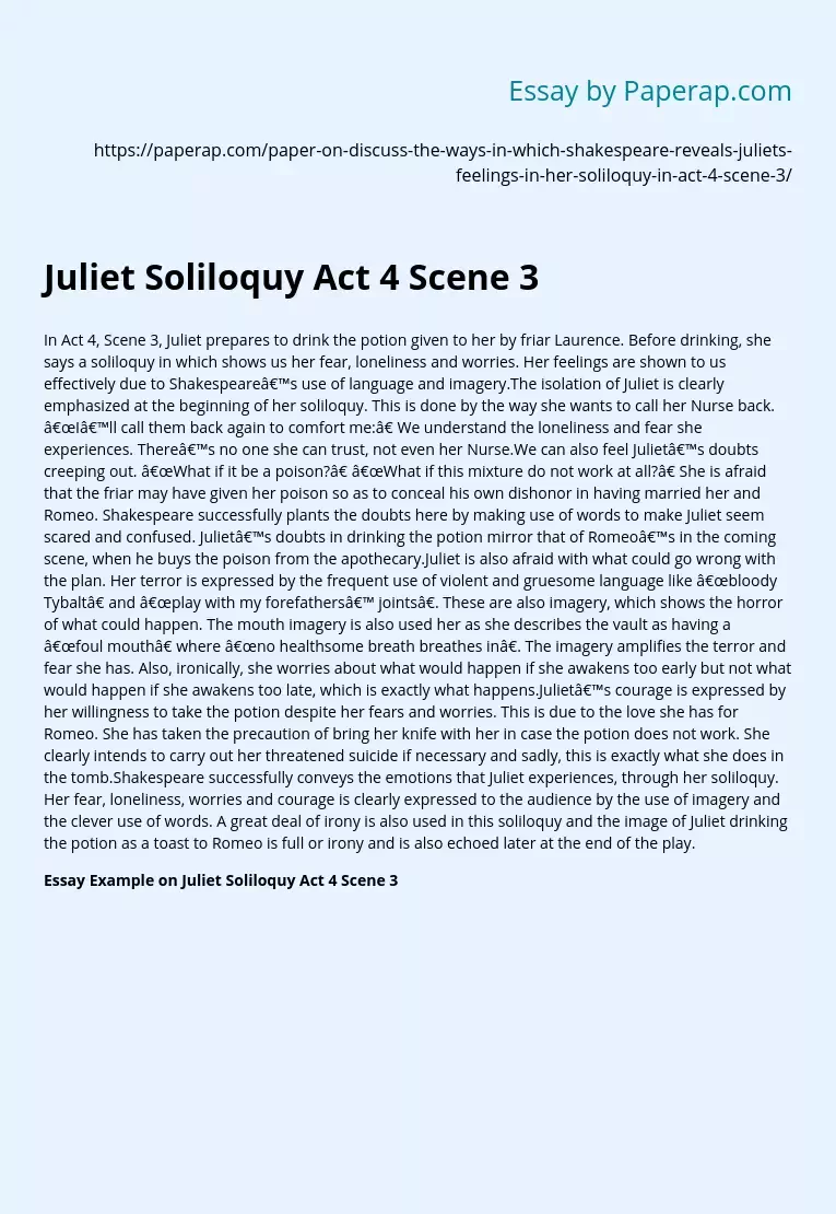 romeo and juliet act 4 scene 3 soliloquy analysis