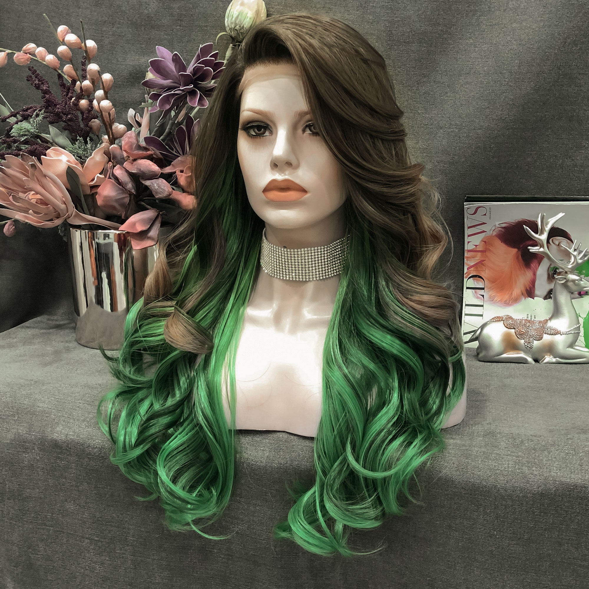 green ombre wig