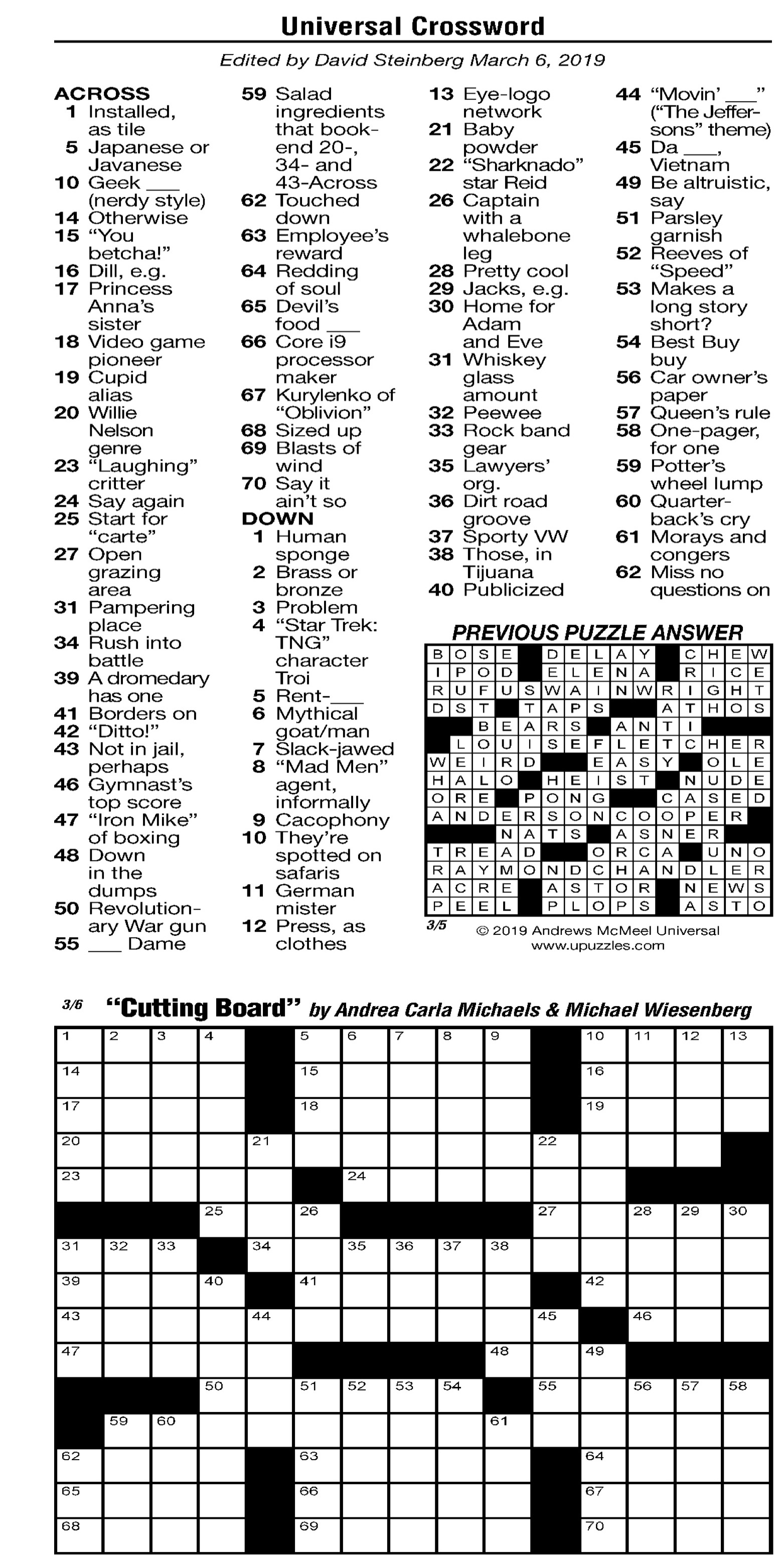 universal crossword puzzle