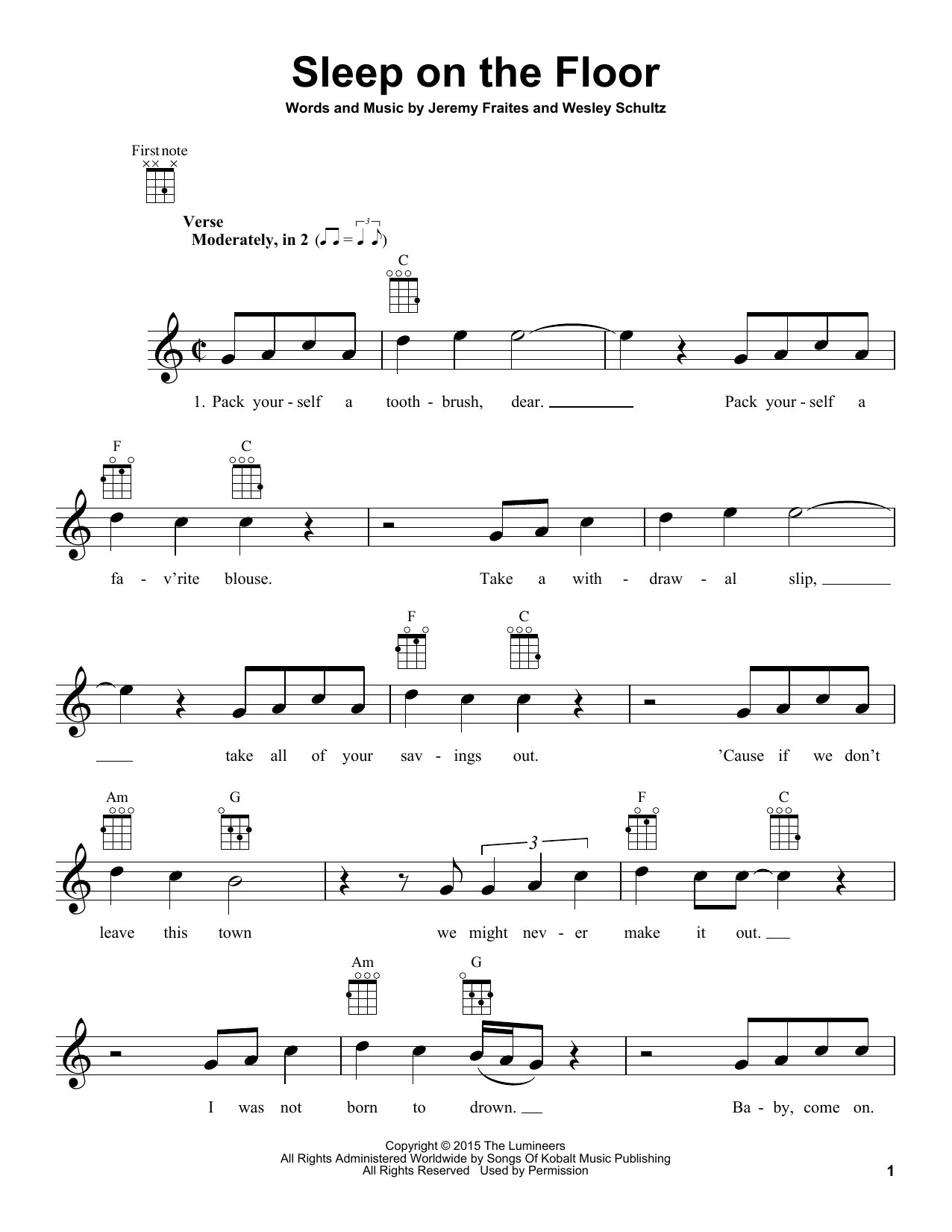 sleep on the floor sheet music