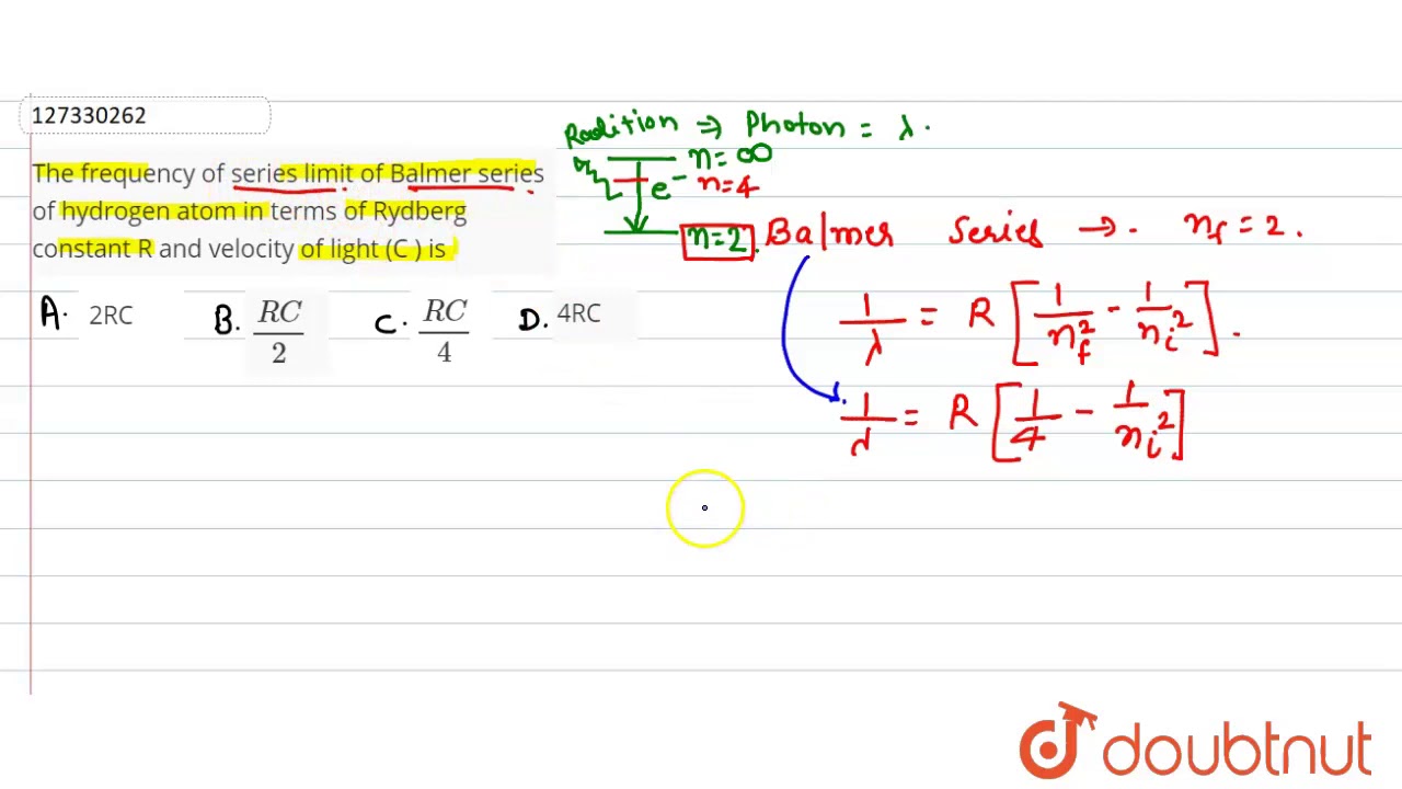 series limit of balmer series