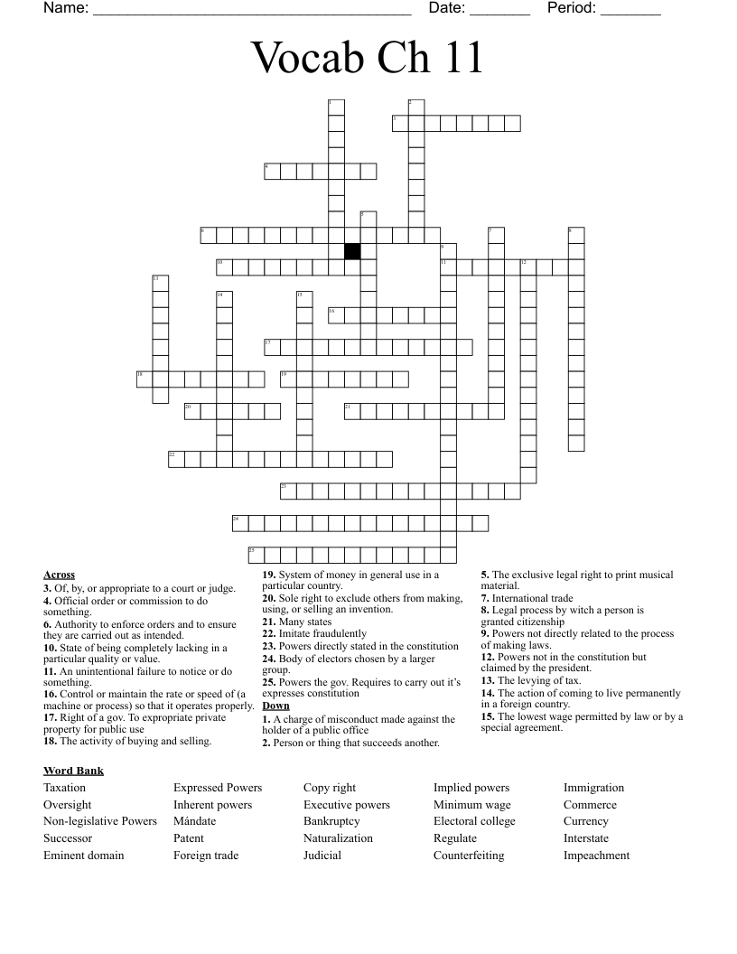 official order crossword clue