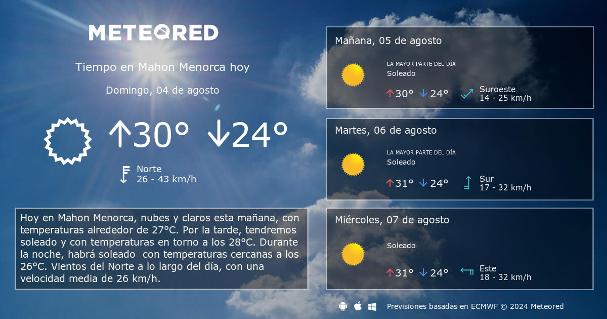 clima de 10 días para menorca