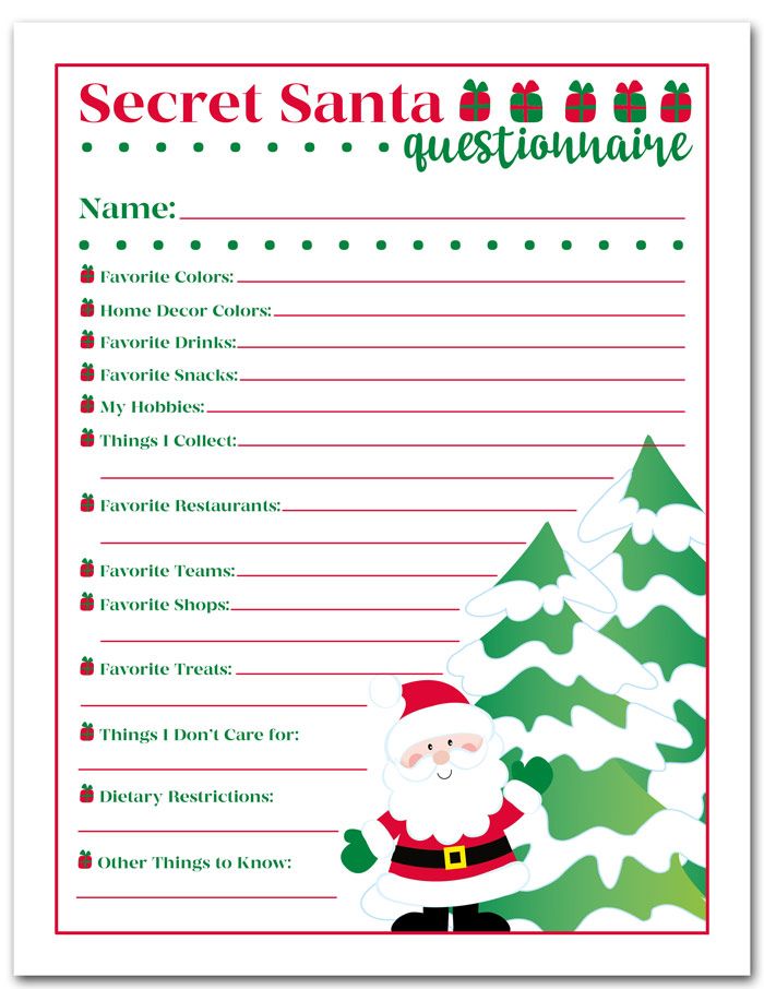 secret santa template free pdf