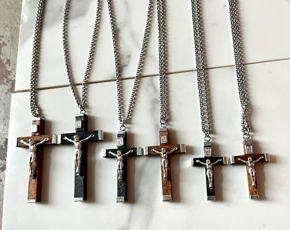 crucifix necklace wooden