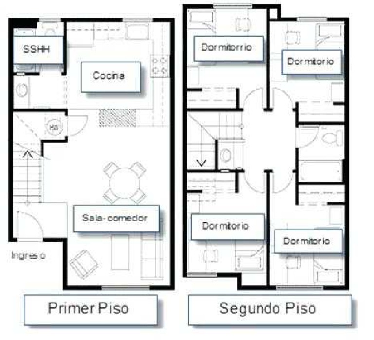 planos de casas de dos pisos en mexico