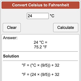 5 degrees c to f