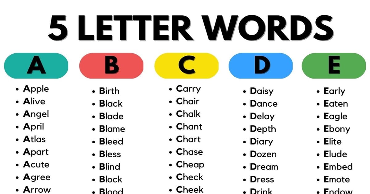5 letter word using these letters